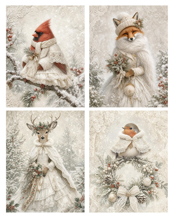 Winter White Woodland rice paper
