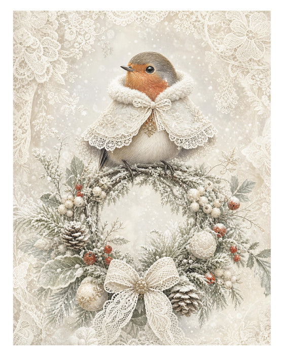 Winter White Woodland rice paper