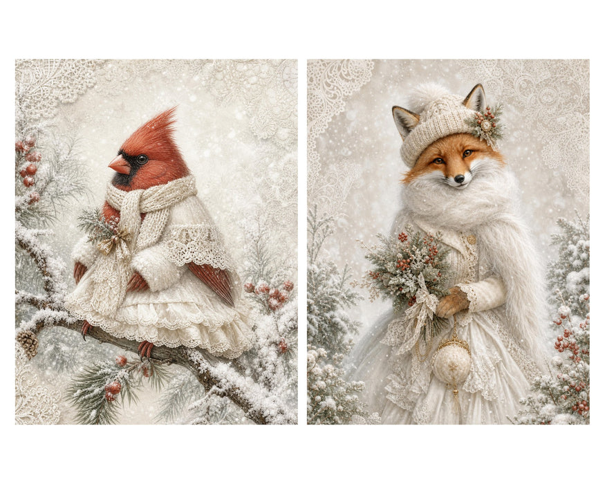 Winter White Woodland rice paper