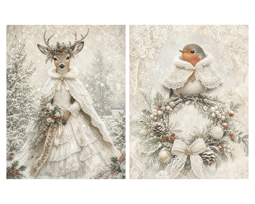 Winter White Woodland rice paper