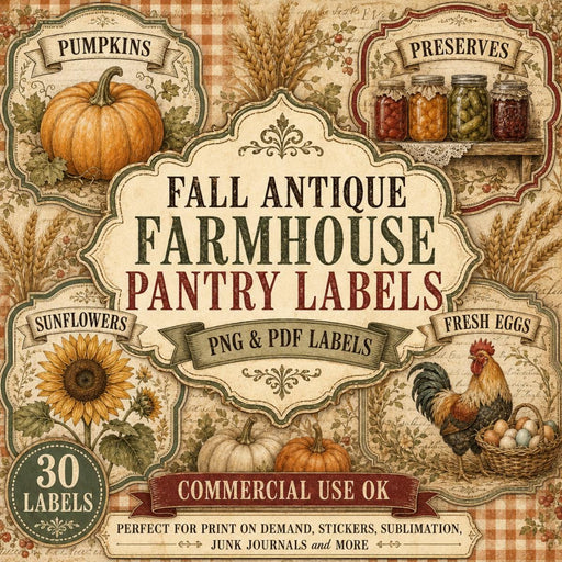 Fall Antique Farmhouse Pantry Labels