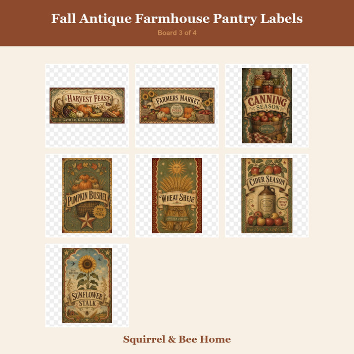 Fall Antique Farmhouse Pantry Labels