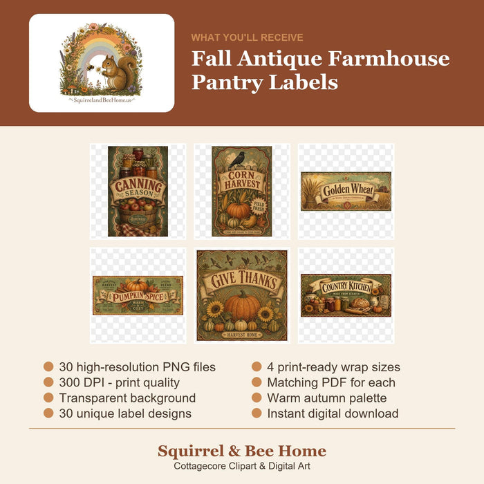 Fall Antique Farmhouse Pantry Labels