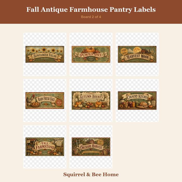 Fall Antique Farmhouse Pantry Labels