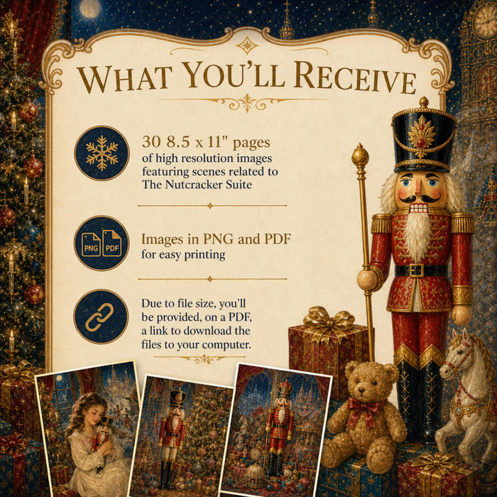Nutcracker Suite Printable Pages, 30 Vintage Ballet Christmas Junk Journal Papers