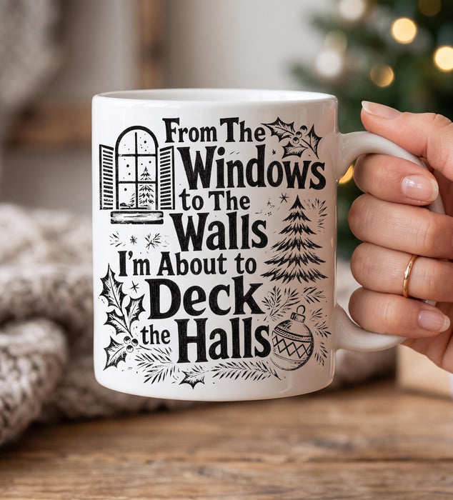Deck the Halls Window Sublimation PNG Clipart Bundle, Christmas Shirt, Holiday Design, Tumbler Wrap