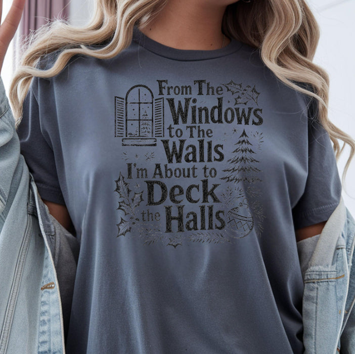 Deck the Halls Window Sublimation PNG Clipart Bundle, Christmas Shirt, Holiday Design, Tumbler Wrap
