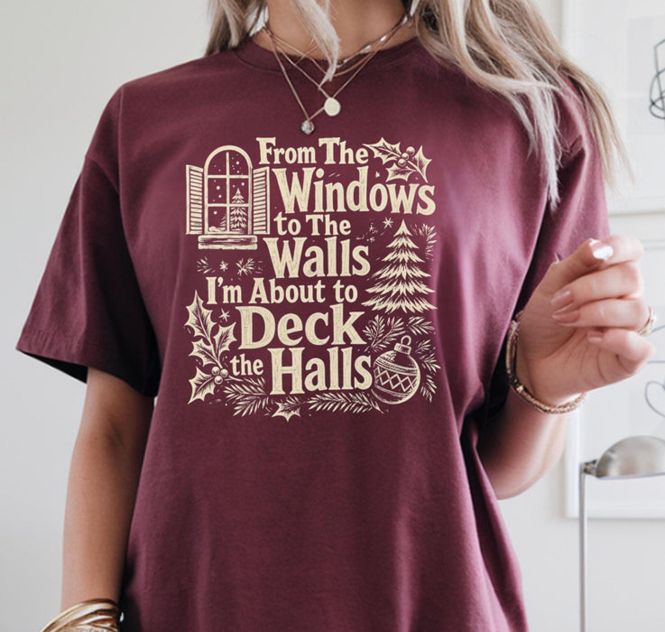 Deck the Halls Window Sublimation PNG Clipart Bundle, Christmas Shirt, Holiday Design, Tumbler Wrap