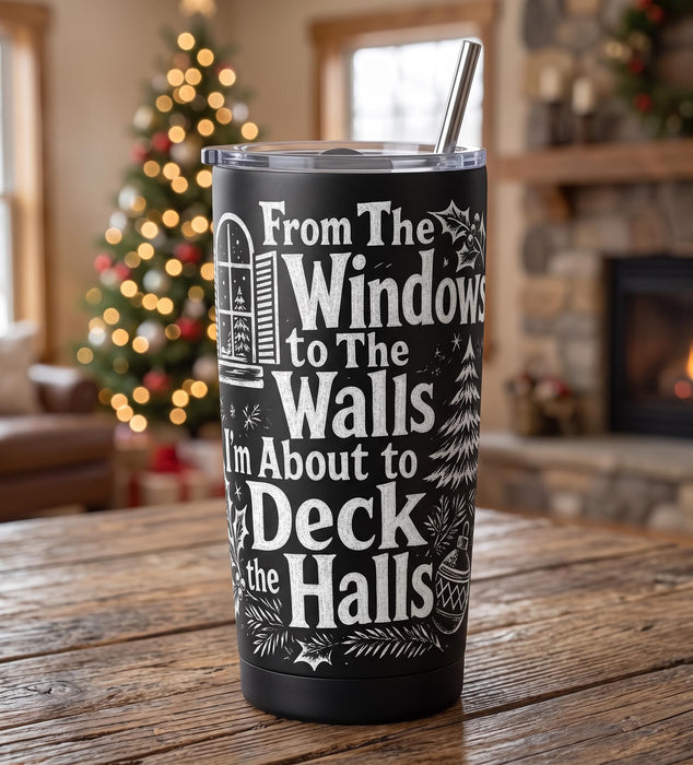 Deck the Halls Window Sublimation PNG Clipart Bundle, Christmas Shirt, Holiday Design, Tumbler Wrap