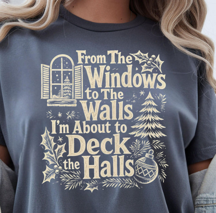 Deck the Halls Window Sublimation PNG Clipart Bundle, Christmas Shirt, Holiday Design, Tumbler Wrap