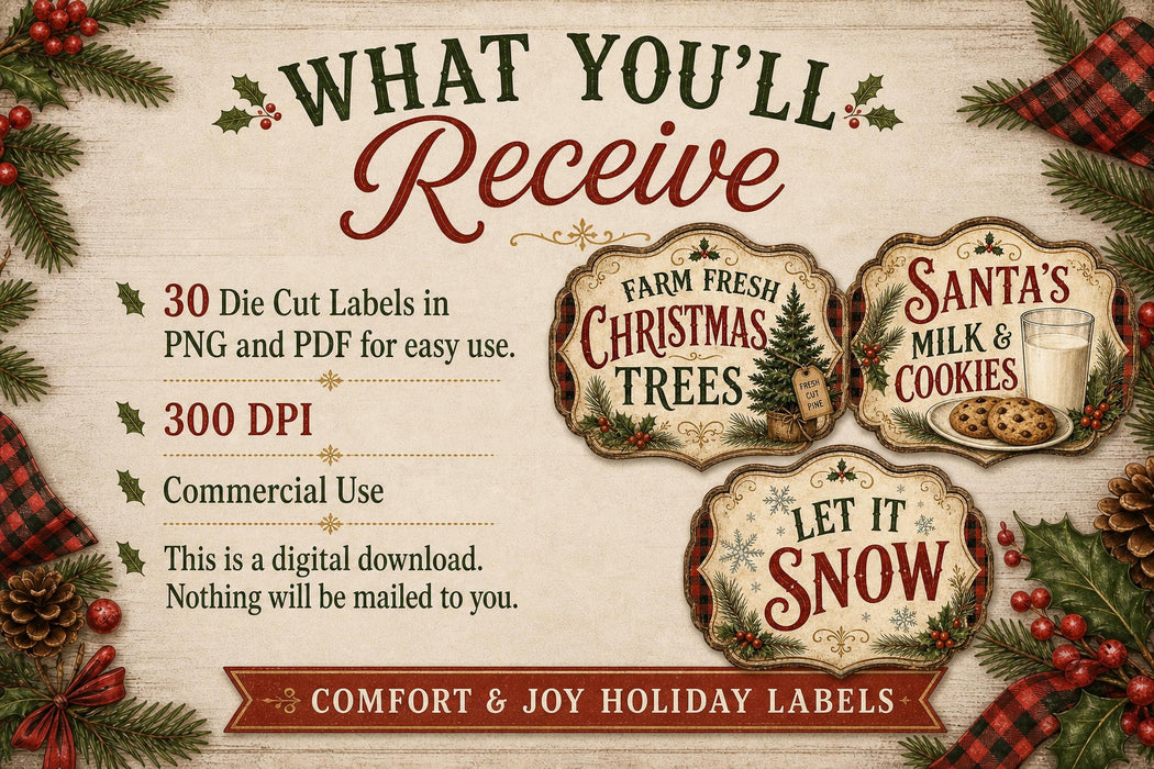 Comfort & Joy PNG Clipart Bundle, Hot Cocoa Bar Sign, Christmas Kitchen Signs