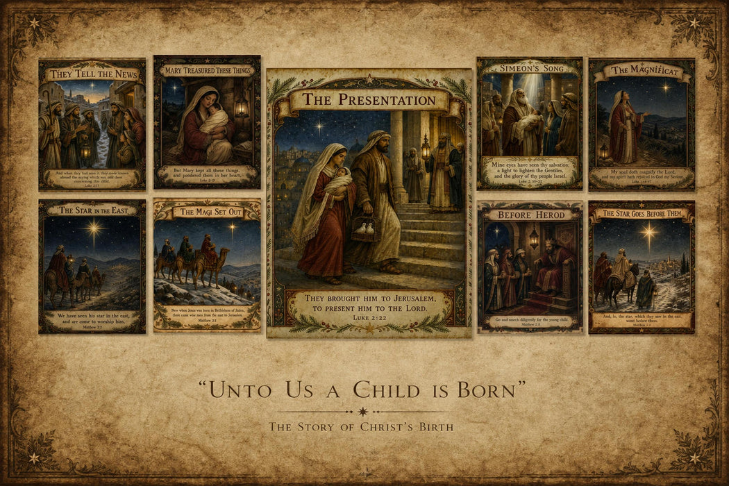 Unto Us a Child Is Born Printable Set, Nativity Art, Christmas Scripture Prints
