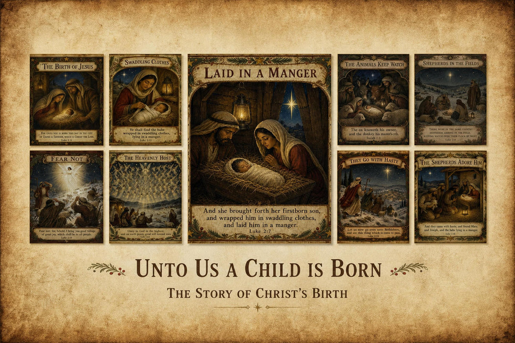 Unto Us a Child Is Born Printable Set, Nativity Art, Christmas Scripture Prints