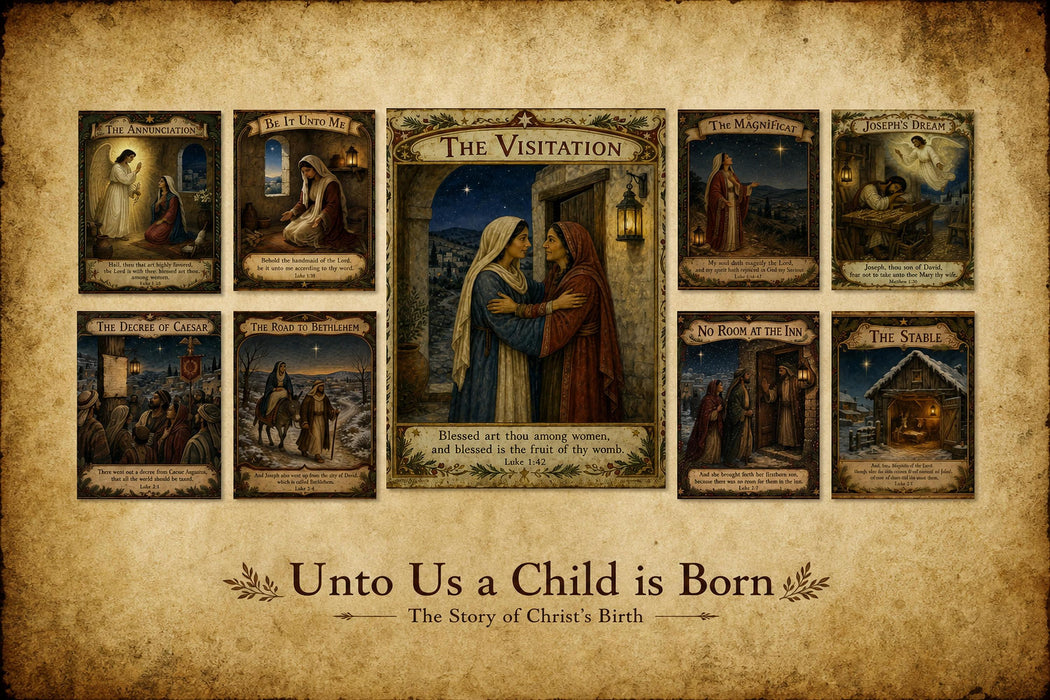 Unto Us a Child Is Born Printable Set, Nativity Art, Christmas Scripture Prints