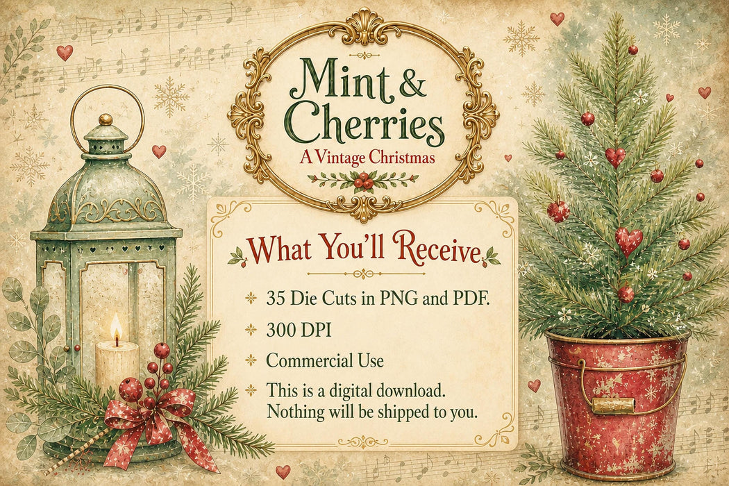 Christmas Die Cuts 35 Mint Whimsical Vintage Clipart Junk Journal Printable Stickers