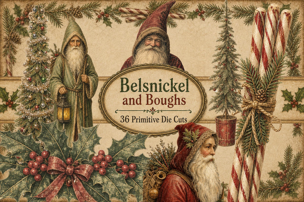 Primitive Christmas Die Cuts 40 Belsnickel Santa Vintage Tag Ephemera Junk Journal Printable