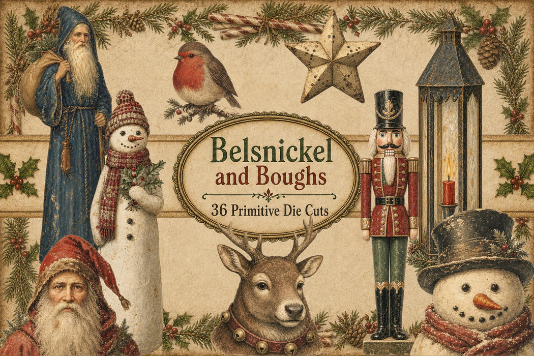 Primitive Christmas Die Cuts 40 Belsnickel Santa Vintage Tag Ephemera Junk Journal Printable