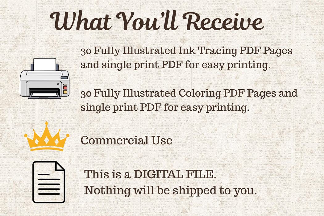1950s Holly Jolly Ink Tracing and Coloring Printable Set, Retro Christmas Book, Mid Century