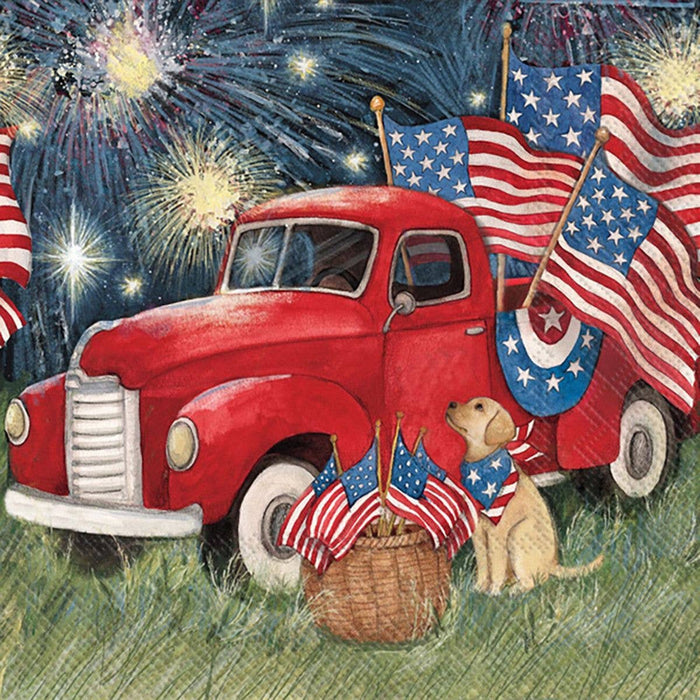 Paper Cocktail Napkins / Old Glory Red Truck