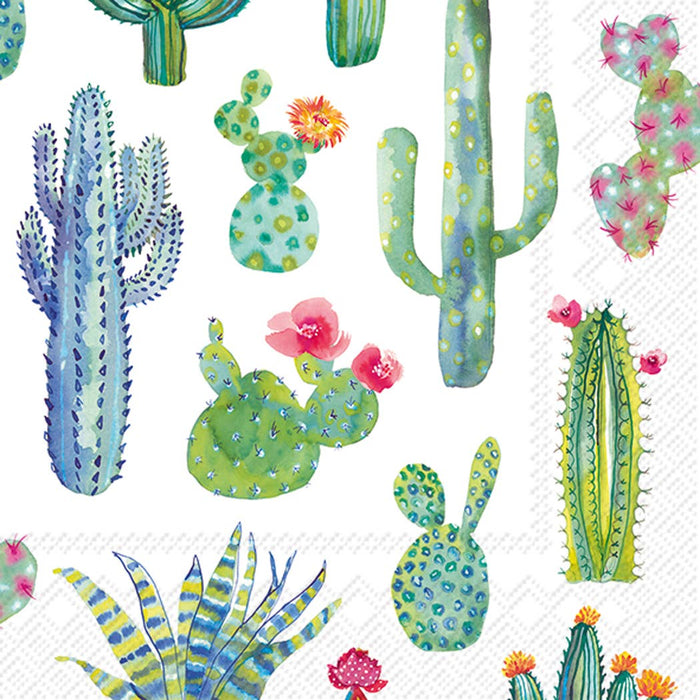 My Little Green Cactus White Cocktail Napkin