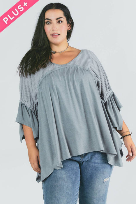 Davi & Dani - PLUS SOLID V NECK HI LOW TOP