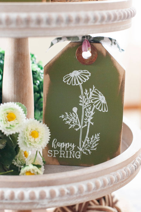 Handmade 365 - Happy Spring Wooden Tag Sign