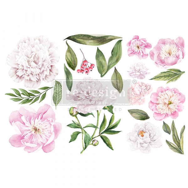 Morning Peonies 6"x12" decor transfer